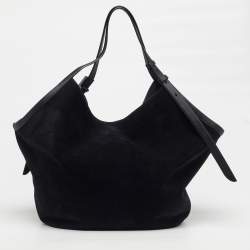 Pre Owned حقيبة يد كيت سبيد توليب ديكو جلد سويدي أسود كبير الحجم