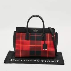 Pre Owned Kate Spade Cameron Street Candace Plaid Red/Black Canvas and Leather Tote
