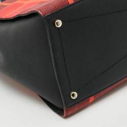 Pre Owned Kate Spade Cameron Street Candace Plaid Red/Black Canvas and Leather Tote