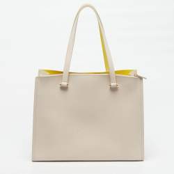 Pre Owned Kate Spade Arbour Hill Kyra Light Beige/Yellow Leather Tote