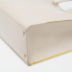 Pre Owned Kate Spade Arbour Hill Kyra Light Beige/Yellow Leather Tote