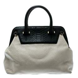 Pre Owned Kate Spade Cream/Black Leather Satchel