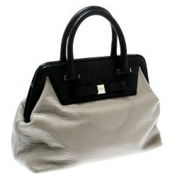 Pre Owned Kate Spade Cream/Black Leather Satchel