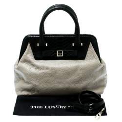 Pre Owned Kate Spade Cream/Black Leather Satchel