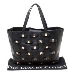 Pre Owned Kate Spade Black Leather Bow Terrace Janis Tote