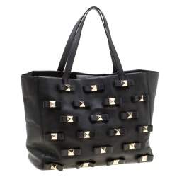 Pre Owned Kate Spade Black Leather Bow Terrace Janis Tote