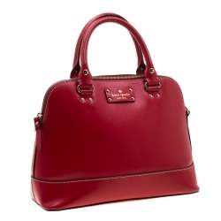 Pre Owned Kate Spade Red Leather Wellesley Rachelle Satchel