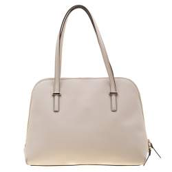 Pre Owned Kate Spade Light Beige Leather Maise Dome Satchel