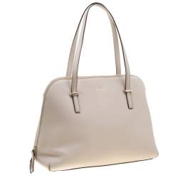 Pre Owned Kate Spade Light Beige Leather Maise Dome Satchel