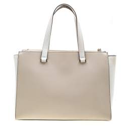 Pre Owned Kate Spade Beige/White Laether Cedar Street Jensen Tote