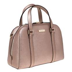 Pre Owned Kate Spade Peach Metallic Leather Satchel