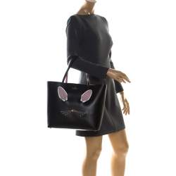 Pre Owned Kate Spade Black Leather Rabbit Little Len Tote