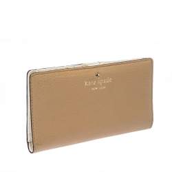 Pre Owned Kate Spade Cream Leather Flap Wallet