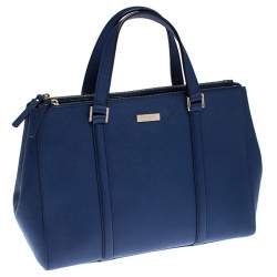 Pre Owned Kate Spade Navy Blue Leather Mulberry Street Leighann Tote