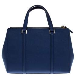 Pre Owned Kate Spade Navy Blue Leather Mulberry Street Leighann Tote