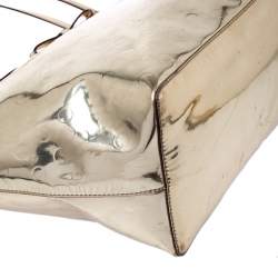 Pre Owned Kate Spade Gold Metallic Gold Patent leather Zip Tote