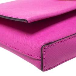 Pre Owned Kate Spade Hot Pink Leather Astor Court Flap Crossbody Bag