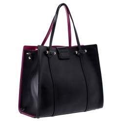 Pre Owned Kate Spade Black/Pink Leather Annelle Arbour Hill Tote