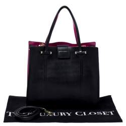 Pre Owned Kate Spade Black/Pink Leather Annelle Arbour Hill Tote