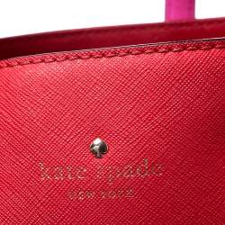 Pre Owned Kate Spade Red/Pink Leather Cedar Street Hayden Tote