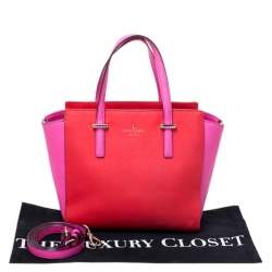 Pre Owned Kate Spade Red/Pink Leather Cedar Street Hayden Tote