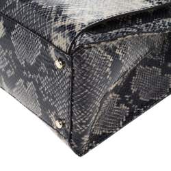 Pre Owned Kate Spade Grey/Beige Snake Effect Leather South Kensington Denee Tote