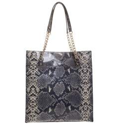 Pre Owned Kate Spade Grey/Beige Snake Effect Leather South Kensington Denee Tote