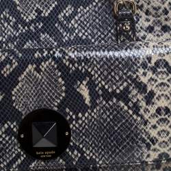 Pre Owned Kate Spade Grey/Beige Snake Effect Leather South Kensington Denee Tote