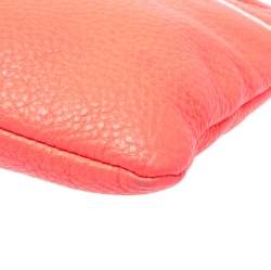 Pre Owned Kate Spade Neon Coral Orange Leather Top Zip Crossbody Bag