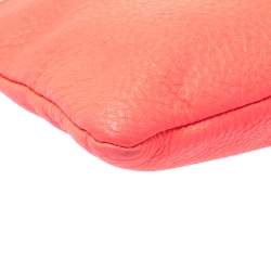 Pre Owned Kate Spade Neon Coral Orange Leather Top Zip Crossbody Bag