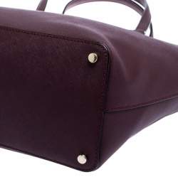 Pre Owned Kate Spade Burgundy Leather Top Zip Tote