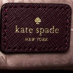 Pre Owned Kate Spade Burgundy Leather Top Zip Tote