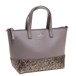 Kate Spade Taupe/Silver PVC Mini Glitter Penny Greta Court Tote Kate Spade  | TLC