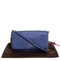 Pre Owned Kate Spade Lavender Leather Flap Zip Around Crossbody Bag 