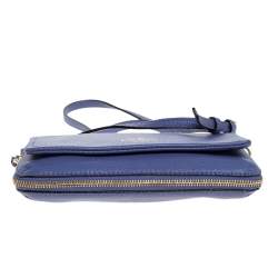 Pre Owned Kate Spade Lavender Leather Flap Zip Around Crossbody Bag 