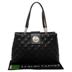 Pre Owned Kate Spade Black Quilted Leather Astor Court Elena Tote
