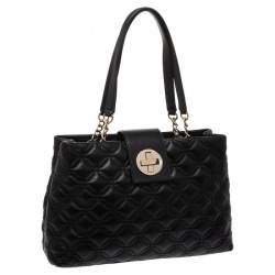 Pre Owned Kate Spade Black Quilted Leather Astor Court Elena Tote