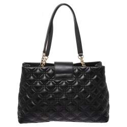 Pre Owned Kate Spade Black Quilted Leather Astor Court Elena Tote
