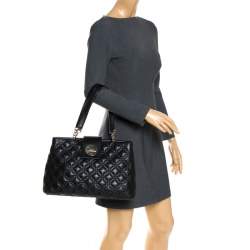 Pre Owned Kate Spade Black Quilted Leather Astor Court Elena Tote
