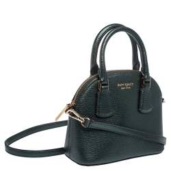 Pre Owned Kate Spade Metallic Green Leather Small Lottie Crossbody Bag