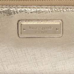 Pre Owned Kate Spade Gold Leather Zip Around Long Clutch