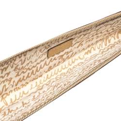 Pre Owned Kate Spade Gold Leather Zip Around Long Clutch