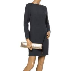 Pre Owned Kate Spade Gold Leather Zip Around Long Clutch