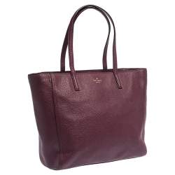 Pre Owned Kate Spade Burgundy Leather Street Violeta Shopper Tote