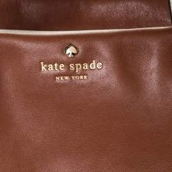 Pre Owned Kate Spade Brown/White Leather Weekender Bag