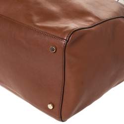 Pre Owned Kate Spade Brown/White Leather Weekender Bag