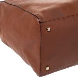 Pre Owned Kate Spade Brown/White Leather Weekender Bag