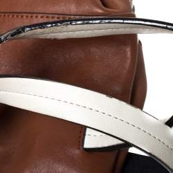 Pre Owned Kate Spade Brown/White Leather Weekender Bag