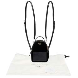 Pre Owned Kate Spade Black Velvet and Leather Mini Watson Lane Merry Backpack