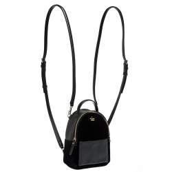 Pre Owned Kate Spade Black Velvet and Leather Mini Watson Lane Merry Backpack